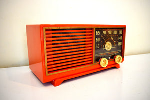 マンダリンオレンジ 1953 Philco Transitone Model 53-562 AM 真空管ラジオのサウンドは素晴らしいです。希少なファクトリーカラー！