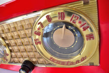 画像をギャラリービューアに読み込む, ランタンレッド 1954 Truetone D2419-A 真空管 AM 目覚まし時計ラジオの音が素晴らしい!素晴らしいですね！