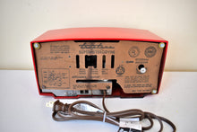 Load image into Gallery viewer, Lantern Red 1954 Truetone D2419-A Vacuum Tube AM Alarm Clock Radio Sounds Great! Looks Fantastic!