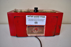 ランタンレッド 1954 Truetone D2419-A 真空管 AM 目覚まし時計ラジオの音が素晴らしい!素晴らしいですね！