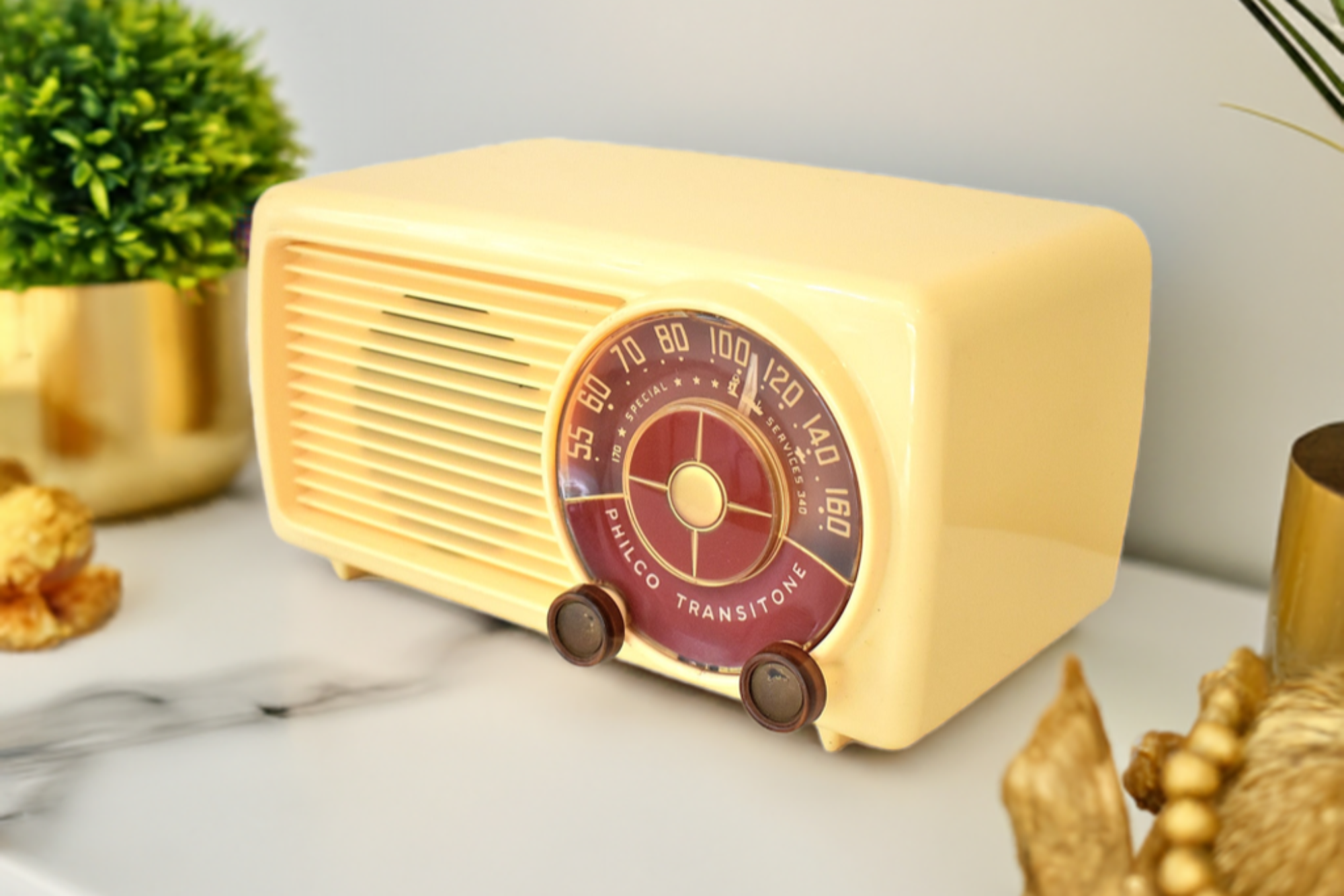 Vanilla Ivory 1953 Philco Transitone Model 53-561 AM Vacuum Tube Radio Sounds Great! Excellent Plus Condition!