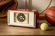 画像をギャラリービューアに読み込む, Varsity Red White 1959 General Electric GE Model 941 Vacuum Tube AM Alarm Clock Radio Sounds Great! Looks Great!