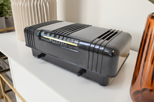 Load image into Gallery viewer, Pitch Black Bakelite 1947 Majestic Model 5BO1A Vacuum Tube AM Radio Sounds Great Excellent Condition! Rare Pancake Design!