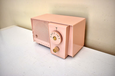 Bluetooth Ready To Go - Carnation Pink 1956 Westinghouse Model H-574T4 AM Vacuum Tube Radio Excellent Condition Little Cutie!