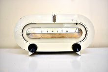 Load image into Gallery viewer, Satin Ivory Racetrack Bakelite 1951 Zenith Consol-Tone Model H511 Vacuum Tube Radio Looks and Sounds Great!