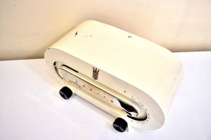 Satin Ivory Racetrack Bakelite 1951 Zenith Consol-Tone Model H511 Vacuum Tube Radio Looks and Sounds Great!