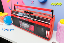 Load image into Gallery viewer, Engine Red 80s Sharp Model CT-248(R) AM FM Cassette Mini Boombox Radio! Sounds Great Excellent Condition!