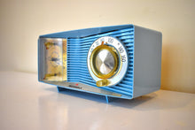 Load image into Gallery viewer, Powder Blue 1962 Motorola Model C9B13 AM Vacuum Tube Clock Radio Sounds Terrific! Awesome MCM Appeal!