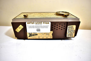 Bluetooth Ready To Go - Walnut Grain Brown 1965 Zenith Model N512 AM Vacuum Tube Radio Sounds Great!