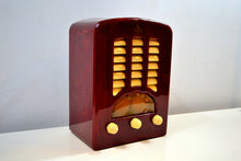 Load image into Gallery viewer, Candy Apple Red and White Catalin Cathedral 1938 Emerson Model BT-245 Tube AM Radio Absolutely Stunning! - [product_type} - Emerson - Retro Radio Farm