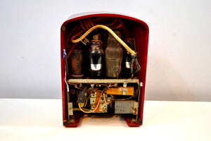Candy Apple Red and White Catalin Cathedral 1938 Emerson Model BT-245 Tube AM Radio Absolutely Stunning! - [product_type} - Emerson - Retro Radio Farm