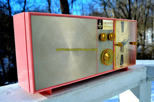 SOLD! - Jan 9, 2018 - PETAL PINK Mid Century Vintage Retro 1962 Emerson Lifetimer II Model G1705 Tube AM Clock Radio - [product_type} - Emerson - Retro Radio Farm