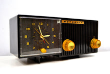 Load image into Gallery viewer, SOLD! - Jan 15, 2020 - Jet Black on Black Ebony 1955 Motorola 56CE1 Tube AM Clock Radio Pristine! - [product_type} - Motorola - Retro Radio Farm