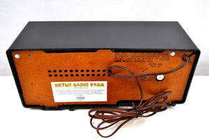 SOLD! - Jan 15, 2020 - Jet Black on Black Ebony 1955 Motorola 56CE1 Tube AM Clock Radio Pristine! - [product_type} - Motorola - Retro Radio Farm
