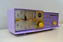 Load image into Gallery viewer, SOLD! - March 1, 2019 - Lavender Bi-level 1957 Motorola 57CD Tube AM Clock Radio - [product_type} - Motorola - Retro Radio Farm