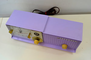 SOLD! - March 1, 2019 - Lavender Bi-level 1957 Motorola 57CD Tube AM Clock Radio - [product_type} - Motorola - Retro Radio Farm