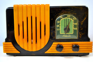Onyx and Yellow Waterfall 1947 Addison Model B2E Catalin AM Vacuum Tube Radio Breathtaking! - [product_type} - Addison - Retro Radio Farm