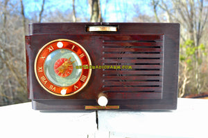 SOLD! - Mar 11, 2018 - BLUETOOTH MP3 READY - Art Deco 1952 General Electric Model 60 AM Brown Bakelite Tube Clock Radio Totally Restored! - [product_type} - General Electric - Retro Radio Farm