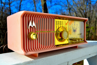 SOLD! - Mar 18, 2018 - MARILYN PINK Mid Century Vintage Retro 1956 Motorola 56CD Tube AM Clock Radio Real Looker!