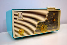 Load image into Gallery viewer, Cielo Turquoise and White 1956 Emerson Model 919 Tube AM Radio Restored Great Sounding! - [product_type} - Emerson - Retro Radio Farm