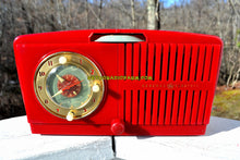 Charger l&#39;image dans la galerie, SOLD! - Feb 6, 2018 - CHERRY RED Golden Age Art Deco 1952 General Electric Model 517F AM Tube Clock Radio Sounds Amazing! - [product_type} - General Electric - Retro Radio Farm