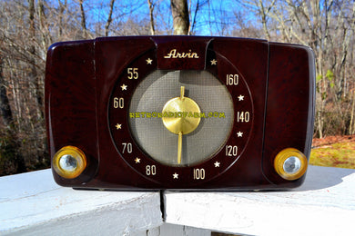 SOLD! - Jan 21, 2018 - BROWN MARBLED Deco Mid Century Vintage 1950 Arvin Model 450TL Tube Radio Golden Age Look!