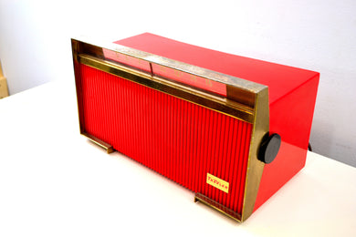 Corsair Red Trav-Ler 1959 Model T-213 AM Vintage Tube Radio Mid Century Marvel!