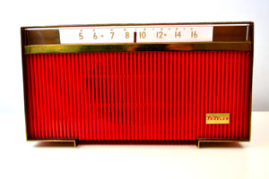 Corsair Red Trav-Ler 1959 Model T-213 AM Vintage Tube Radio Mid Century Marvel! - [product_type} - Travler - Retro Radio Farm