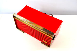 Corsair Red Trav-Ler 1959 Model T-213 AM Vintage Tube Radio Mid Century Marvel! - [product_type} - Travler - Retro Radio Farm