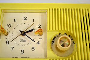 Citron Yellow 1957-58 Motorola Model 5C22Y Vacuum Tube AM Clock Radio Yellow Alert! - [product_type} - Motorola - Retro Radio Farm