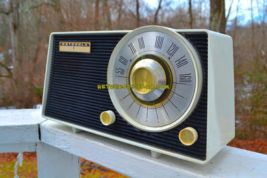 SOLD! - Jan 25, 2018 - ARCTIC WHITE AND BLACK Mid Century Vintage 1963 Motorola Model A25W AM Tube Radio Sounds Great!