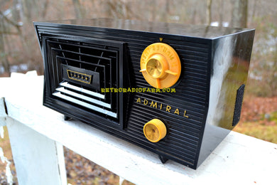 SOLD! - Feb. 15, 2018 - BLUETOOTH MP3 Ready -CAVE ONYX Black Antique Mid Century Vintage 1955 Admiral 5C41N AM Tube Radio Sounds Great!