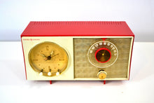 Load image into Gallery viewer, SOLD! - Feb 3, 2020 - Corvette Red and White 1959 General Electric GE Vacuum Tube AM Clock Radio Sounds Great Real Cutie! - [product_type} - General Electric - Retro Radio Farm