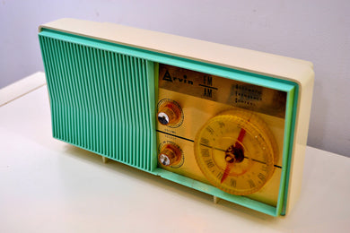 SOLD! - Nov. 1, 2019 - AM FM Turquoise and White Beauty Vintage 1962 Arvin Model 31R26 Tube Radio Amazing!