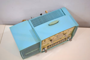 SOLD! - Jan 28, 2020 - Powder Blue 1959 General Electric Model C418A Vacuum Tube AM Clock Radio So Sweet! - [product_type} - General Electric - Retro Radio Farm