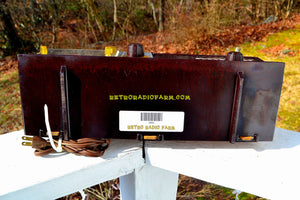 SOLD! - May 14, 2018 - IMMACULATE Espresso Bi-level Retro Jetsons 1957 Motorola 57CD Tube AM Clock Radio Pristine! - [product_type} - Motorola - Retro Radio Farm