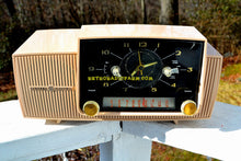 Load image into Gallery viewer, SOLD! - Mar 15, 2018 - BEIGE PINK Mid Century Jetsons 1959 General Electric Model C-4340 Tube AM Clock Radio Totally Restored! - [product_type} - General Electric - Retro Radio Farm