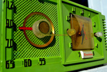 Charger l&#39;image dans la galerie, SOLD! - Jan 30, 2018 - CHARTREUSE Mid Century Retro Jetsons 1954 Firestone 4-A-134 Tube AM Clock Radio Extremely Rare! - [product_type} - Firestone - Retro Radio Farm