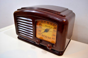 SOLD! - Feb 10, 2020 - Brown Swirly Marbled Bakelite 1942 Airline Model 14WG-158 AM Tube Radio Totally Restored! - [product_type} - Airline - Retro Radio Farm