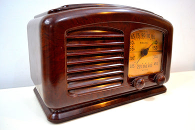 SOLD! - Feb 10, 2020 - Brown Swirly Marbled Bakelite 1942 Airline Model 14WG-158 AM Tube Radio Totally Restored!