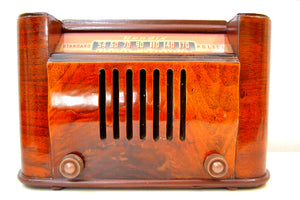 Flame Burl Scroll Front Wood 1946 Bendix Model 526E AM Tube Radio Drop Dead Gorgeous! - [product_type} - Bendix Aviation - Retro Radio Farm