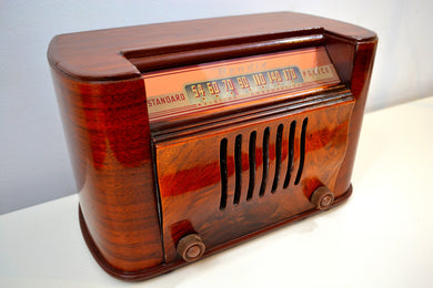 Flame Burl Scroll Front Wood 1946 Bendix Model 526E AM Tube Radio Drop Dead Gorgeous!