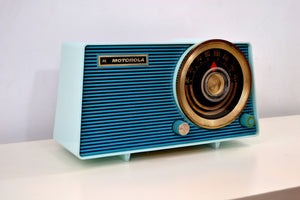 SOLD! - Aug 29, 2019 - Baby Blue on Blue Vintage 1963 Motorola Model A18B49 AM Tube Radio - [product_type} - Motorola - Retro Radio Farm