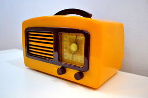 SOLD! - Feb 6, 2020 - Sunflower Yellow Catalin Vintage 1941 Sonora Coronet Model KM Vacuum Tube AM Radio Rare Model! - [product_type} - Sonora - Retro Radio Farm