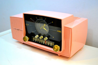 SOLD! - Jan 31, 2020 - Rose Pink 1959 General Electric Model C-4340 Vacuum Tube AM Clock Radio Mid Century Splendor!