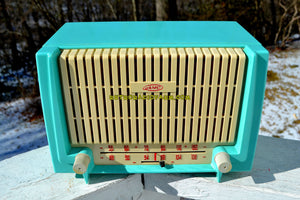 SOLD! - June 20, 2018 - CERULEAN Turquoise Mid Century Retro 1955 AMC Model 7TAF AM/FM Tube Radio Extremely Rare and Sounds Great! - [product_type} - Granco - Retro Radio Farm
