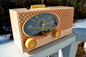 SOLD! - July 8, 2018 - MINK PINK Vintage Atomic Age 1959 Admiral Y3354 Tube AM Radio Clock Near Mint! - [product_type} - Admiral - Retro Radio Farm