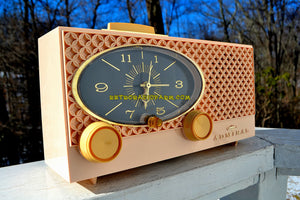 SOLD! - July 8, 2018 - MINK PINK Vintage Atomic Age 1959 Admiral Y3354 Tube AM Radio Clock Near Mint! - [product_type} - Admiral - Retro Radio Farm