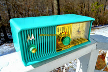 Load image into Gallery viewer, SOLD! - Feb. 15, 2018 - VIVID Turquoise Retro Jetsons 1957 Motorola 57CC Tube AM Clock Radio Excellent Plus! - [product_type} - Motorola - Retro Radio Farm