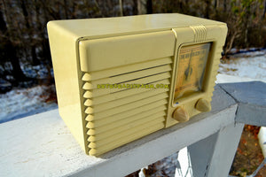 SOLD! - May 14, 2018 - GRECIAN IVORY Post War Deco Retro 1941 Philco Transitone Model PT-28 Tube AM Radio Excellent Plus Condition! - [product_type} - Philco - Retro Radio Farm